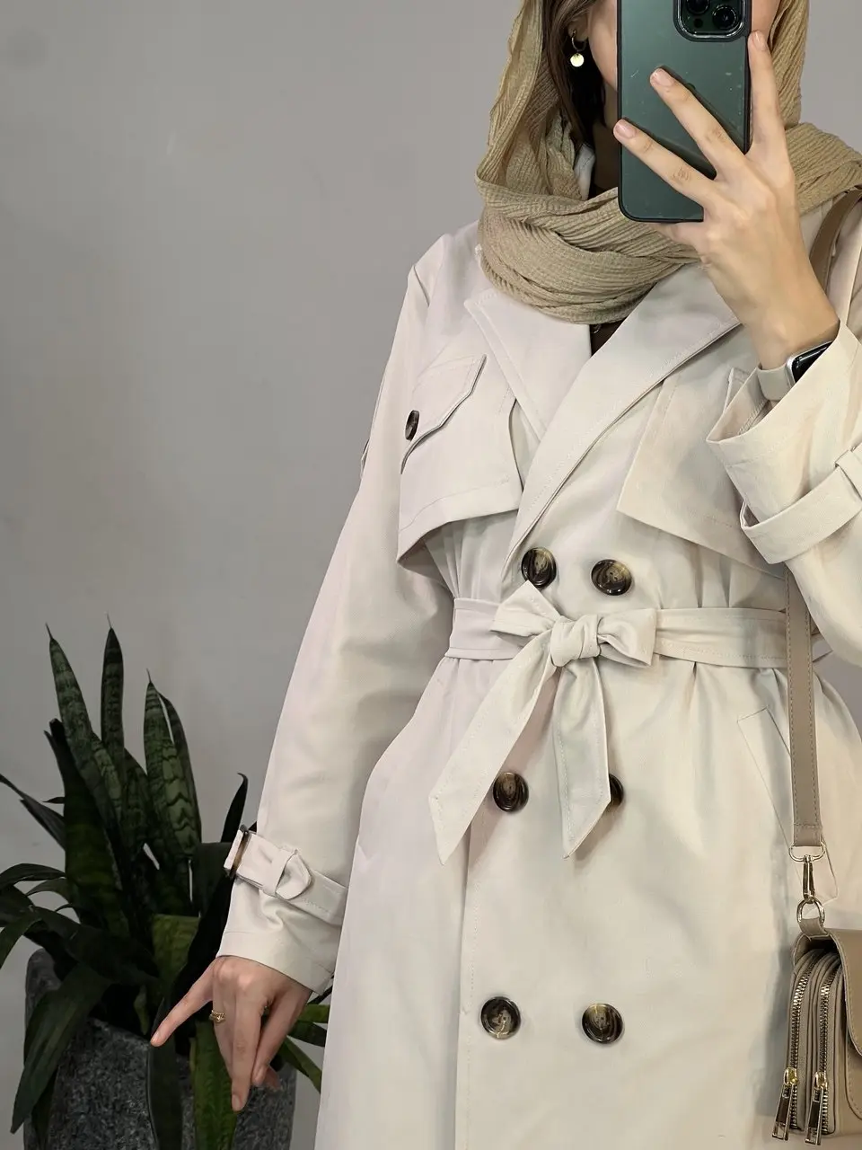 ترنچ کت بلند ضدآب غزال